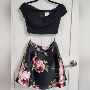 Two piece formal balcony dress with floral